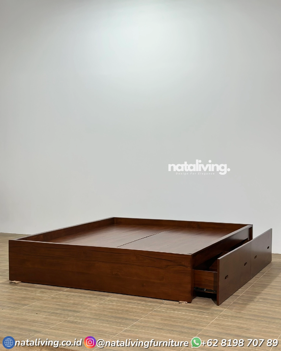 Alexa Tempat Tidur Jati Modern 4 Laci Lesehan Alas Full Kayu - Image 5